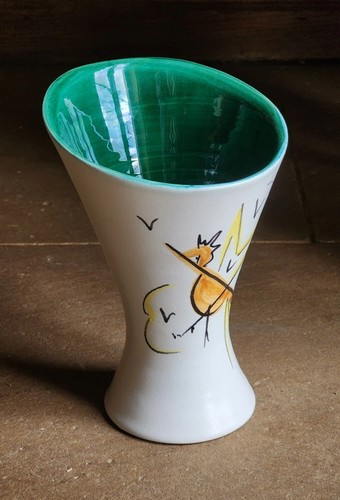 Vallauris vase diabolo - vase, oiseau